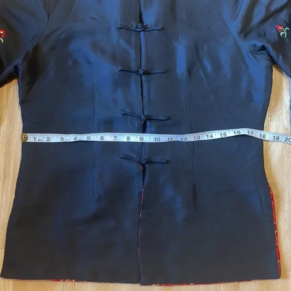 Sophie Chang Studio Embroidered Silk Reversible Kimono Jacket - Picture 15 of 16